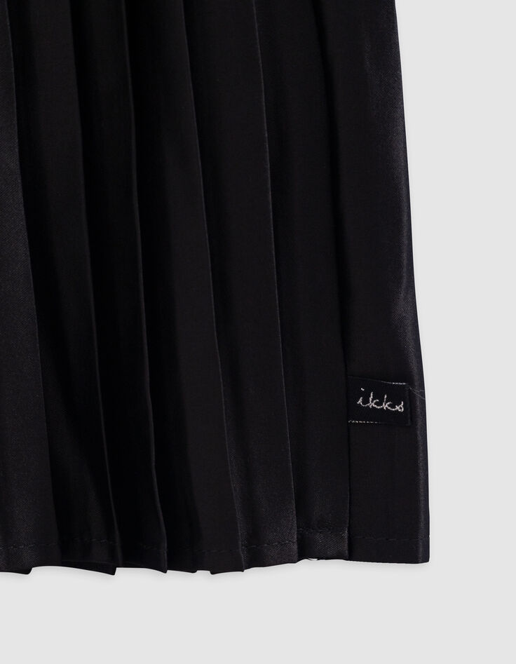 Vestido negro plisado top encaje trampantojo niña-5