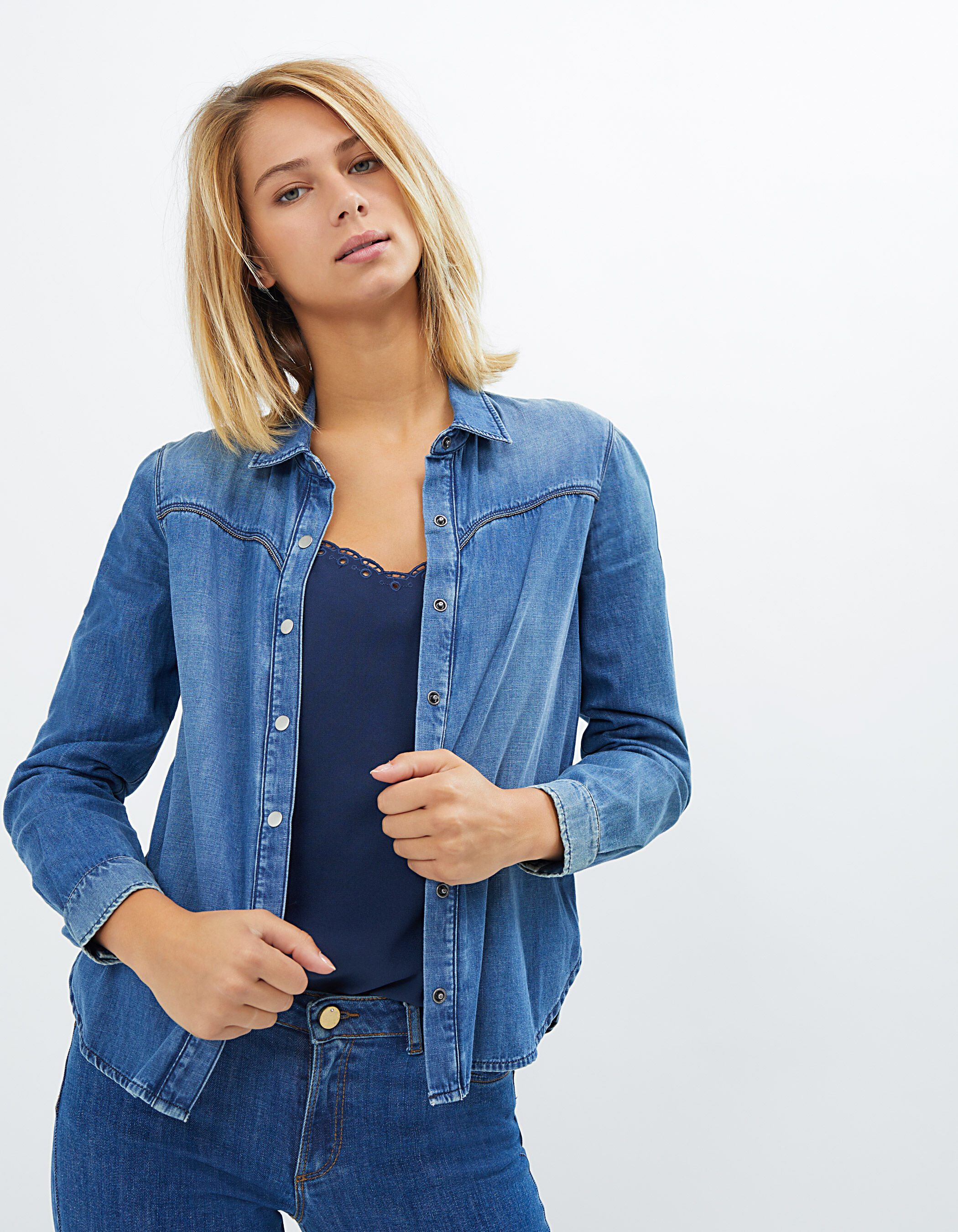 authentic denim jacket with micro-beads