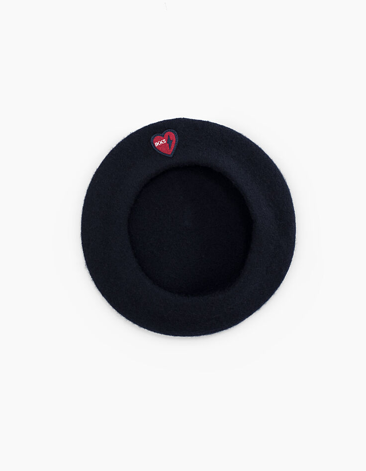 Navy baret met hartjespatch voor meisjes-3 Navy baret met hartjespatch voor meisjes-3