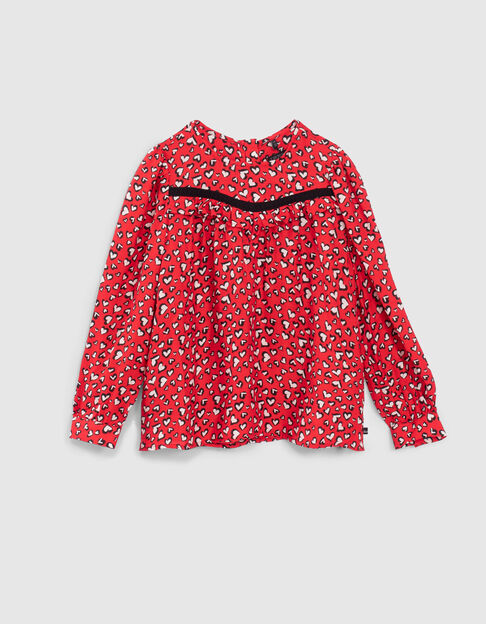 Girls’ red mini me blouse with heart print