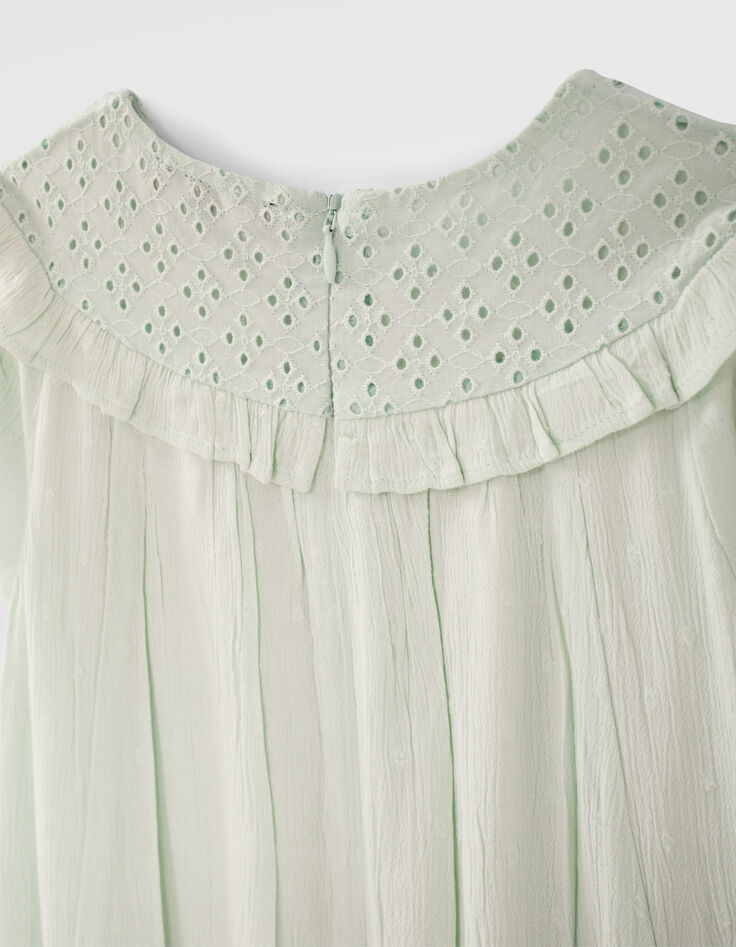 Watergroene jurk frontje broderie anglaise meisjes-4