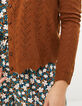 Camel vest ajourtricot, geschulpt I.Code-4