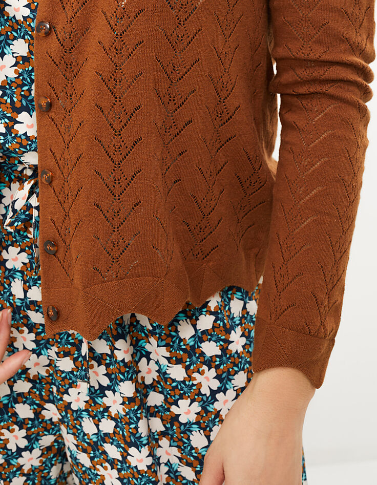 Camel vest ajourtricot, geschulpt I.Code-4 Camel vest ajourtricot, geschulpt I.Code-4