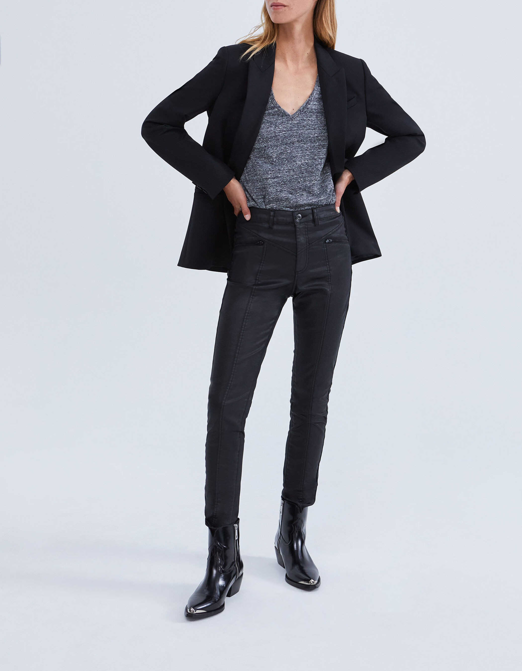 Jean taille haute enduit online