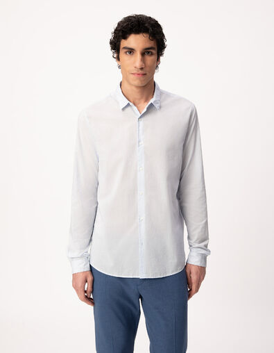 Camisa minimalista slim-fit azul de algod&oacute;n org&aacute;nico - IKKS