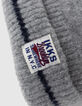 Bonnet gris tricot jacquard message garçon-5