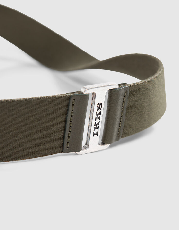 Men’s khaki textile belt with metal buckle-4