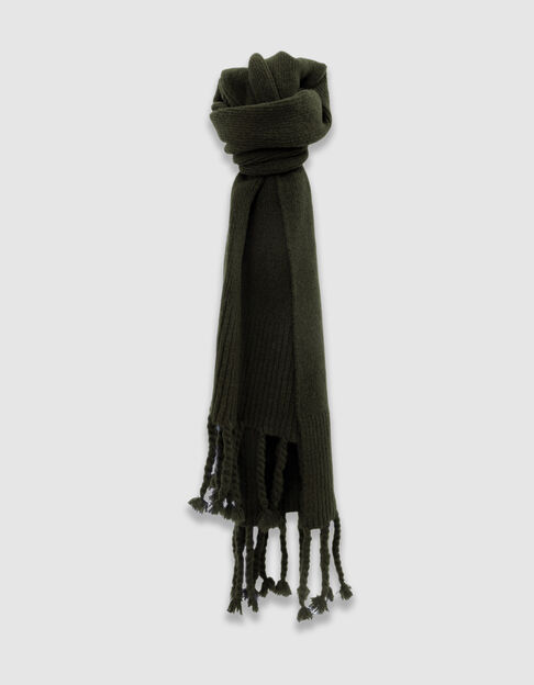 Echarpe kaki tricot à franges Femme - IKKS