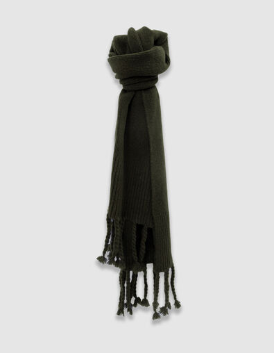 Echarpe kaki tricot à franges Femme - IKKS