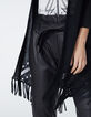 Cárdigan punto tricot negro flecos fantasía mujer-4