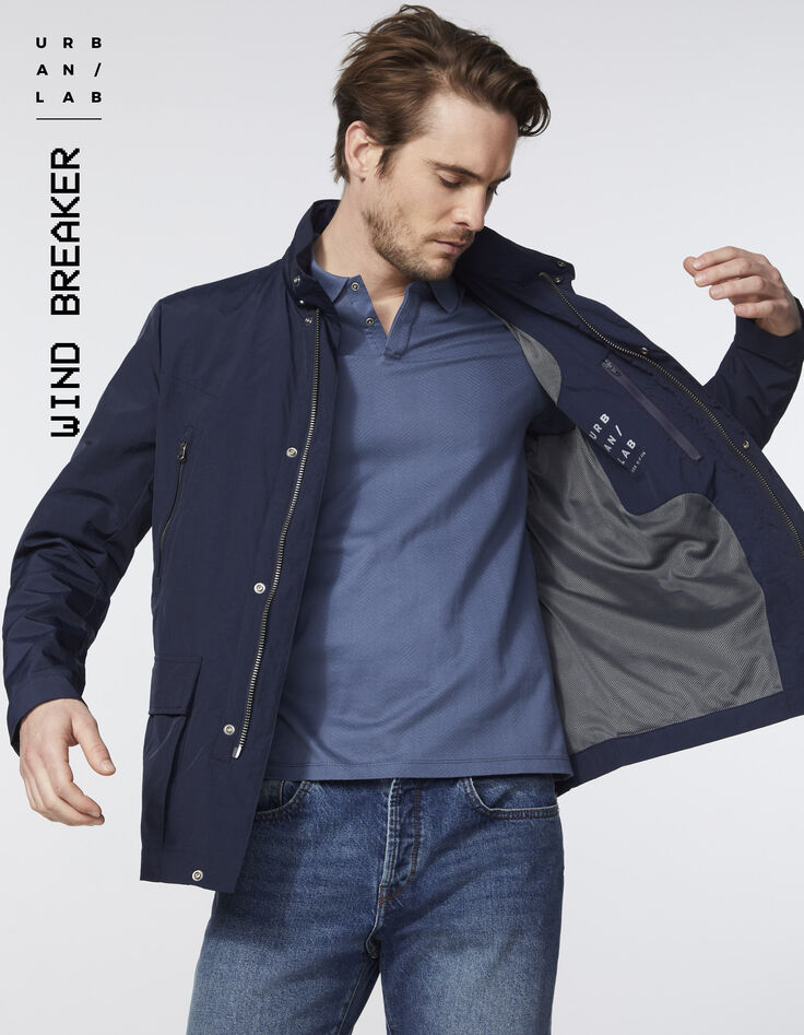 Men’s navy 4-pocket safari jacket-1