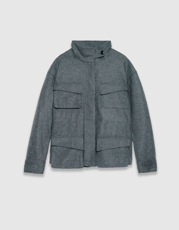 Women’s grey flannel overshirt jacket-8