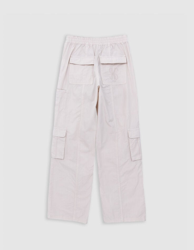 Girl's BATTLE upcycled beige parachute pants-3 Girl's BATTLE upcycled beige parachute pants-3