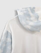 Sweat bleu tie and dye et &eacute;cru &agrave; capuche gar&ccedil;on -5