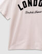 Beige T-shirt biokatoen zwarte tekst meisjes-5