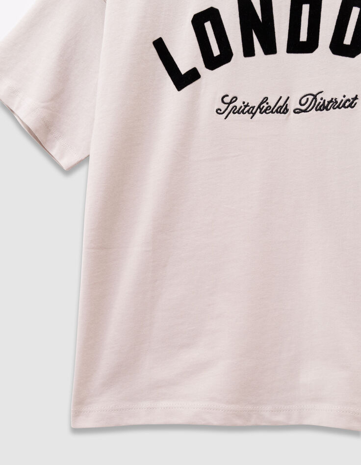 Beige T-shirt biokatoen zwarte tekst meisjes-5 Beige T-shirt biokatoen zwarte tekst meisjes-5