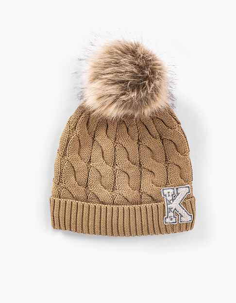 Boys’ sand cable knit beanie 