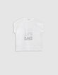 Tee-shirt col rond blanc message contours paillet&eacute;s-5