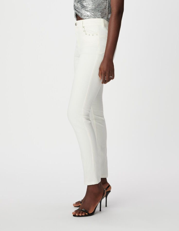 7/8 hohe Taille wei&szlig;e schmale Jeans Nina Damen-3