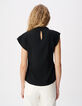 Top noir col montant effet b&eacute;nitier Femme-3