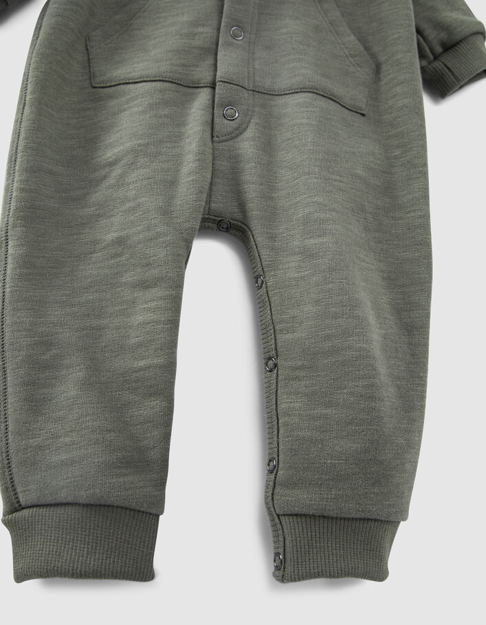 Baby’s light khaki organic fabric hooded all-in-one - IKKS