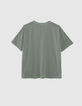 Kaki T-shirt opdruk palmen en glitters meisjes-3
