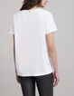 Wit T-shirt doodshoofdopdruk en studs Dames-3