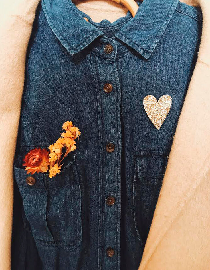 Broche corazón oro purpurina hecho a mano TENDRE CACTUS-2