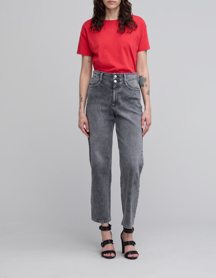 Tee-shirt femme rouge noué en coton bio-1