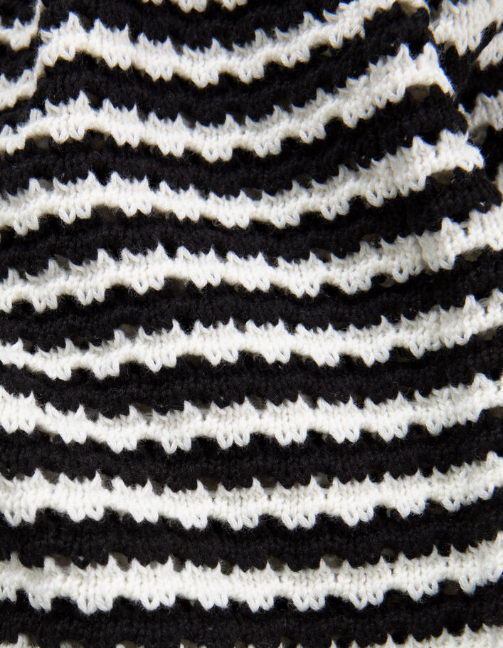 Women’s navy openwork knit sailor-stripe cardigan - IKKS