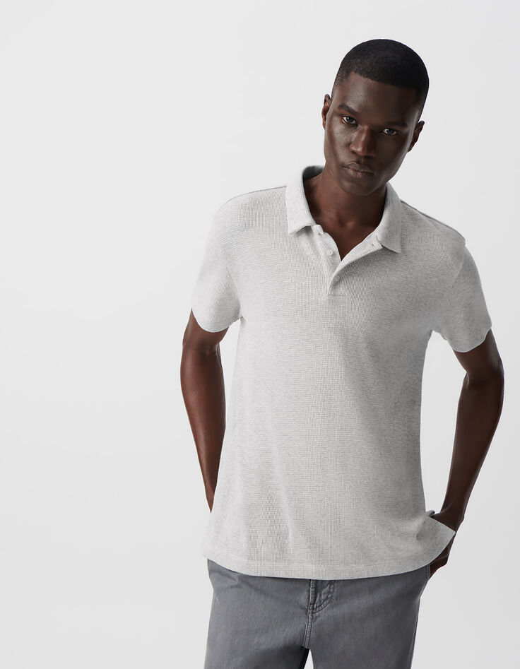 Polo REGULAR nuage coton bio maille nid d'abeille Homme-1