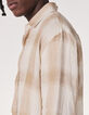 Men’s light brown check linen REGULAR shirt-2