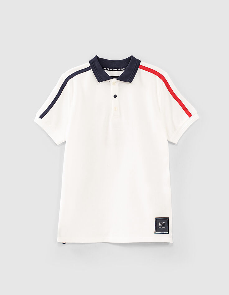 Polo blanc, rouge et navy garçon -1