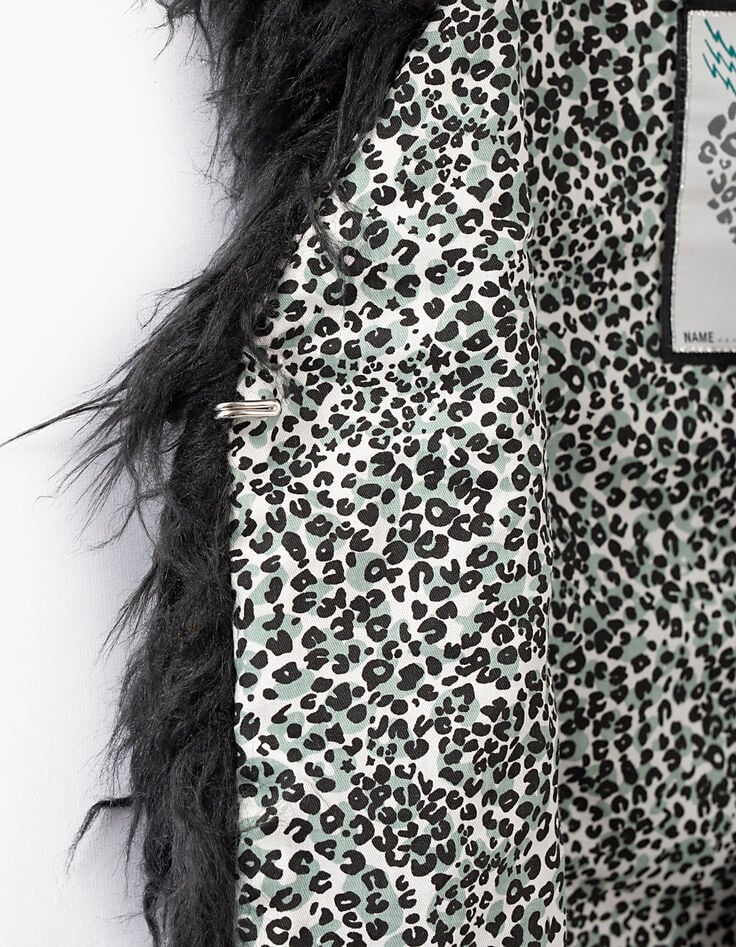 Gilet gris anthracite en fourrure synthétique fille-5