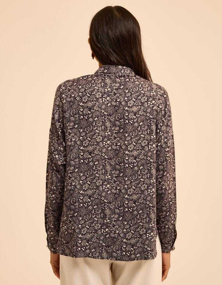 Chemise manches longues noire imprim&eacute; cachemire I.Code-4
