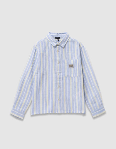 Camisa azul con estampado de rayas para ni&ntilde;o - IKKS