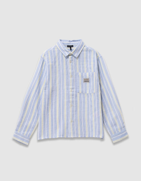 Camisa azul con estampado de rayas para ni&ntilde;o - IKKS