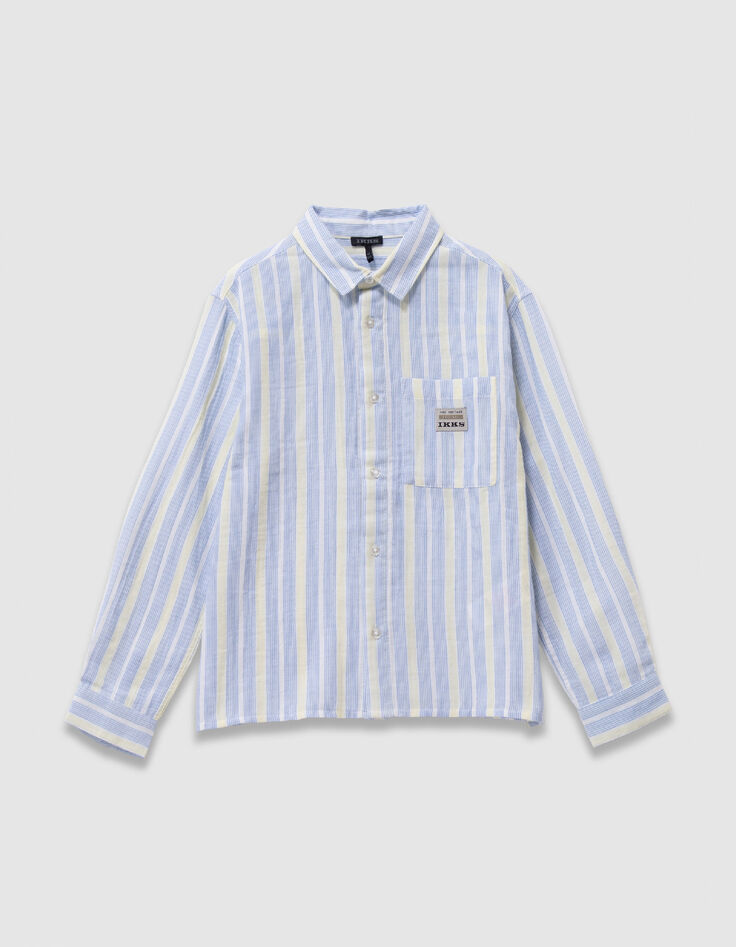 Camisa azul con estampado de rayas para ni&ntilde;o-1