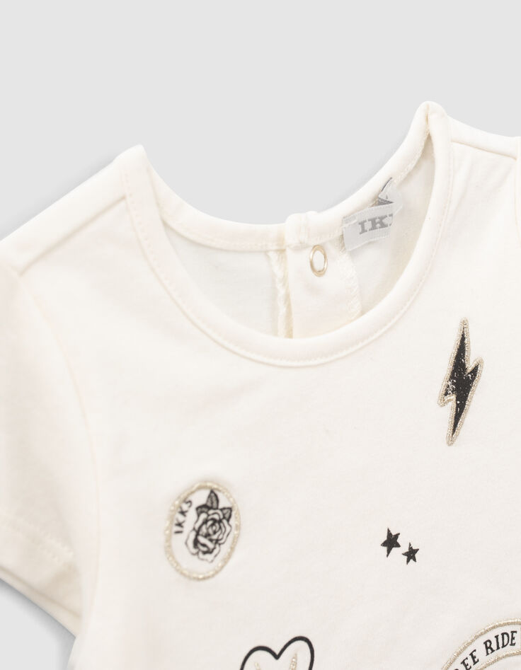 Jurk in twee materialen ecru en zwarte tule babymeisjes-5