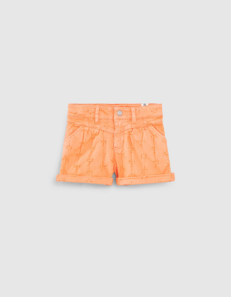 Short vaquero albaricoque con desgastes ni&ntilde;a-1