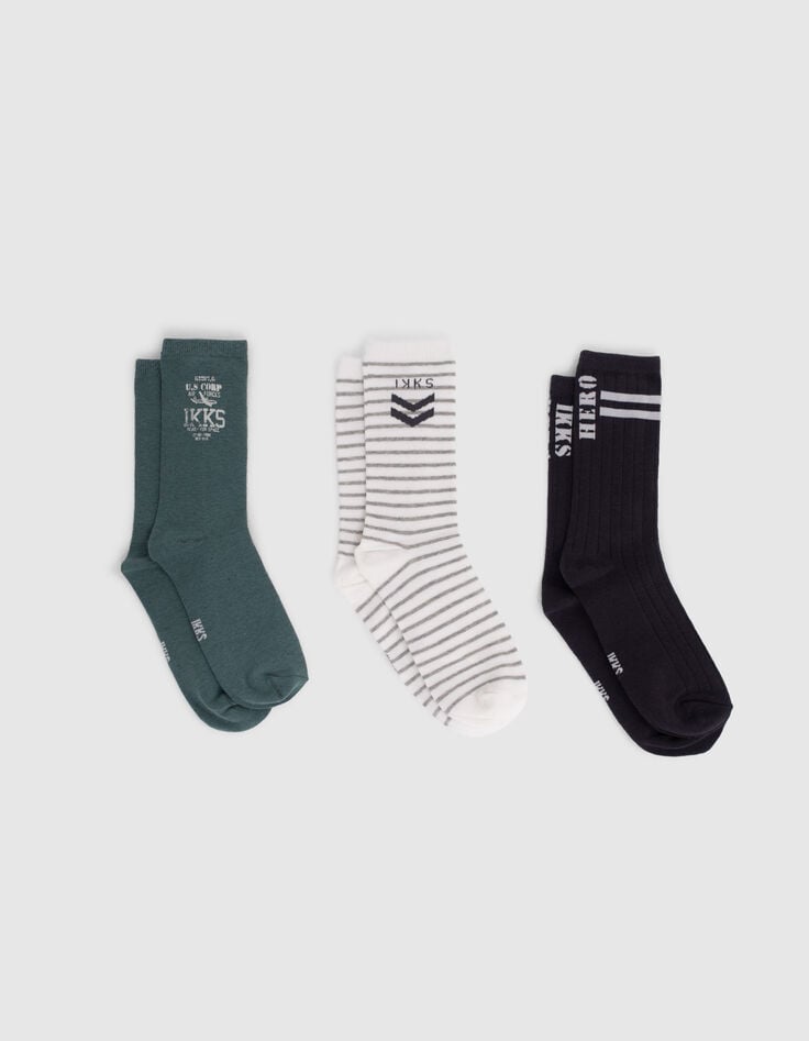 Chaussettes noires, vertes, blanches garçon-2 Chaussettes noires, vertes, blanches garçon-2