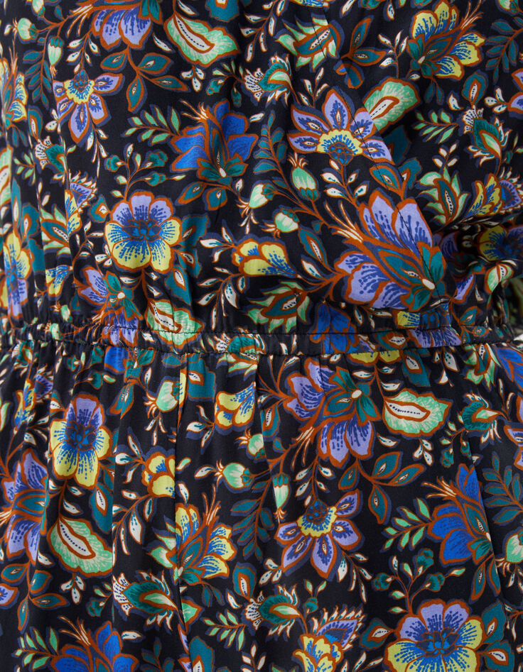 Women’s black XL flower print jumpsuit-3