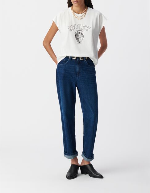 Tee-shirt manches courtes blanc visuel fraise - IKKS