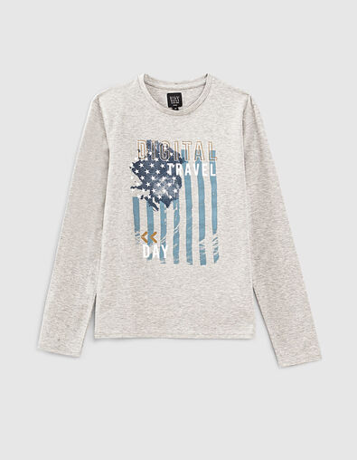 Camiseta gris jaspeado medio bandera ni&ntilde;o  - IKKS