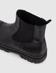 Chelsea boots noirs en cuir à semelle crantée Homme-4
