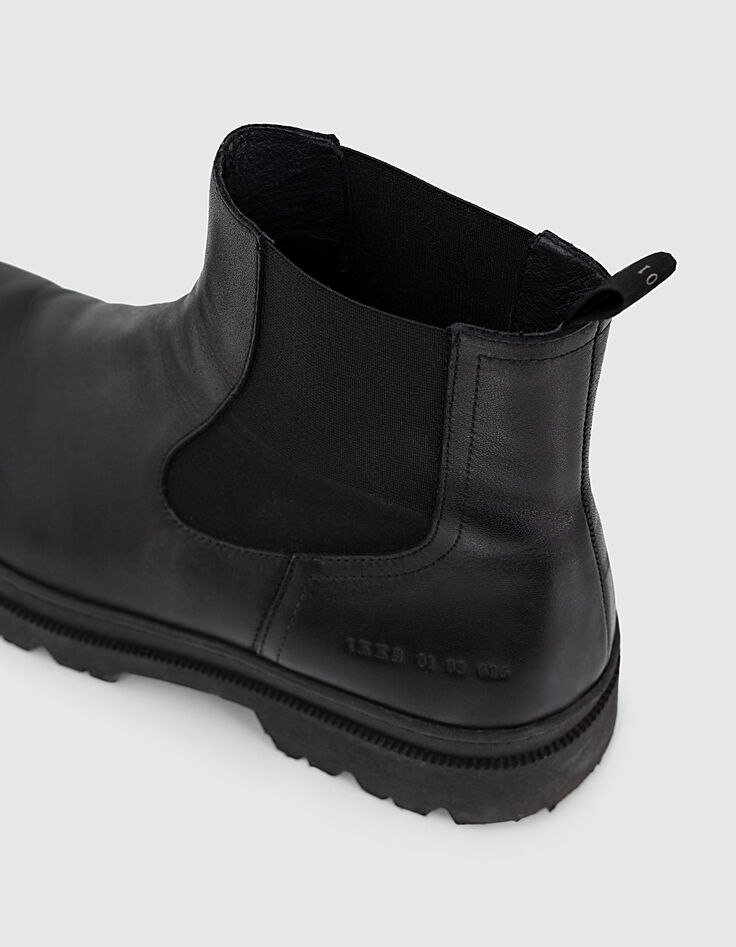 Chelsea boots noirs en cuir à semelle crantée Homme-4