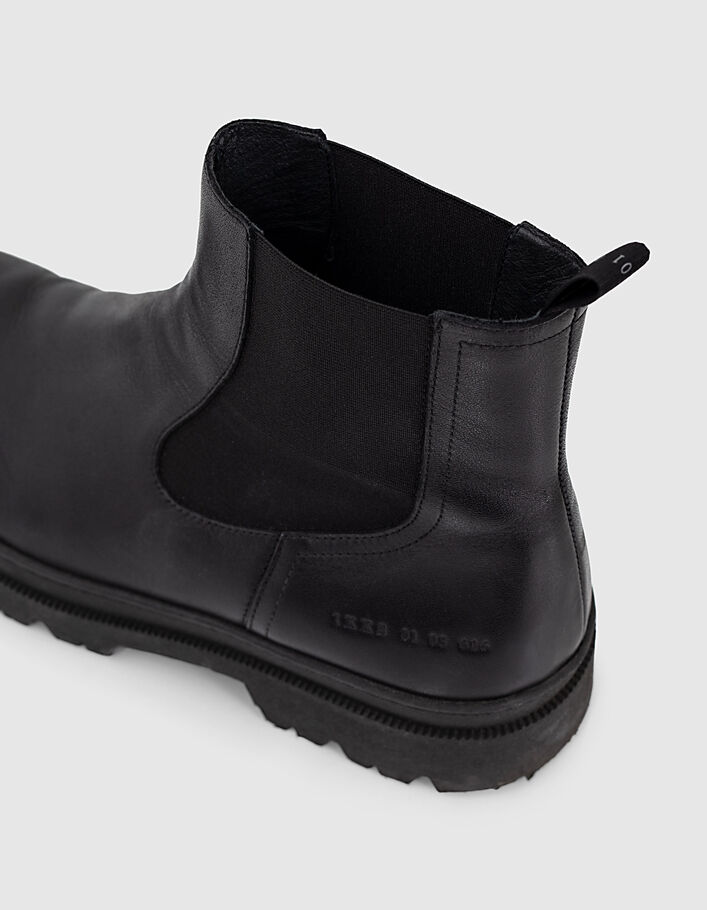 Zwarte leren Chelsea boots met gekartelde zool Heren - IKKS