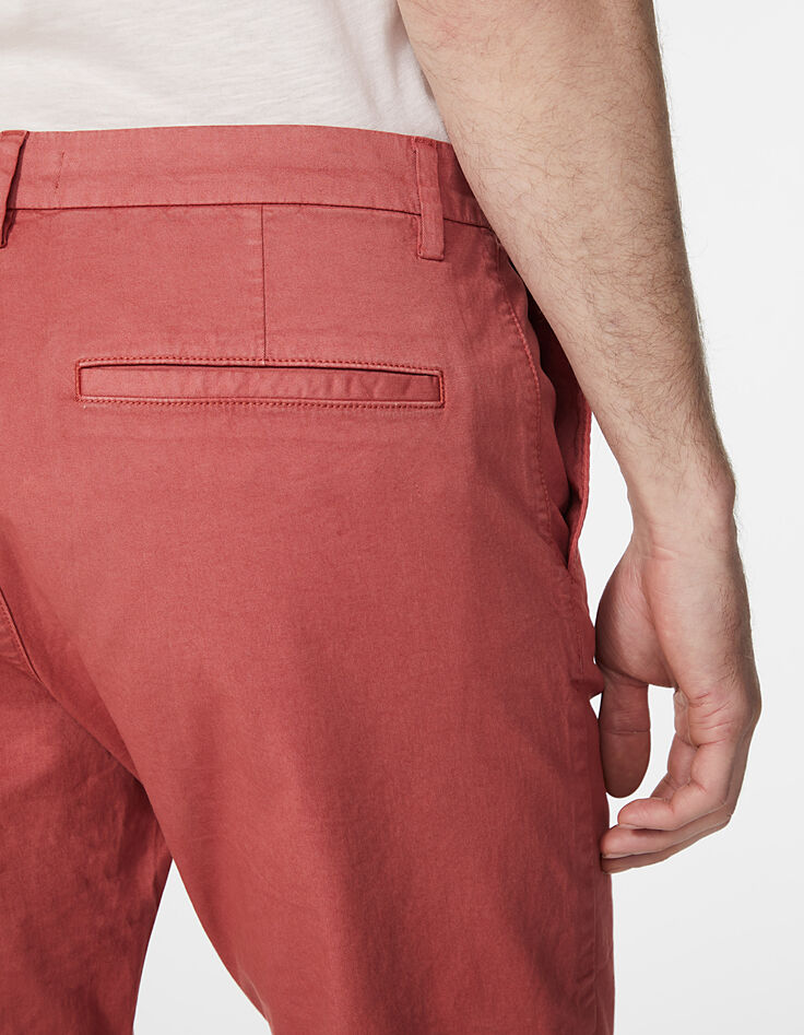 Men's Indian pink SLIM chino Bermudas-5 Men's Indian pink SLIM chino Bermudas-5