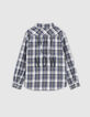 Chemise indigo à carreaux garçon -3
