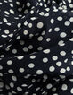 Women’s navy polka dot print long dress with draped collar-7